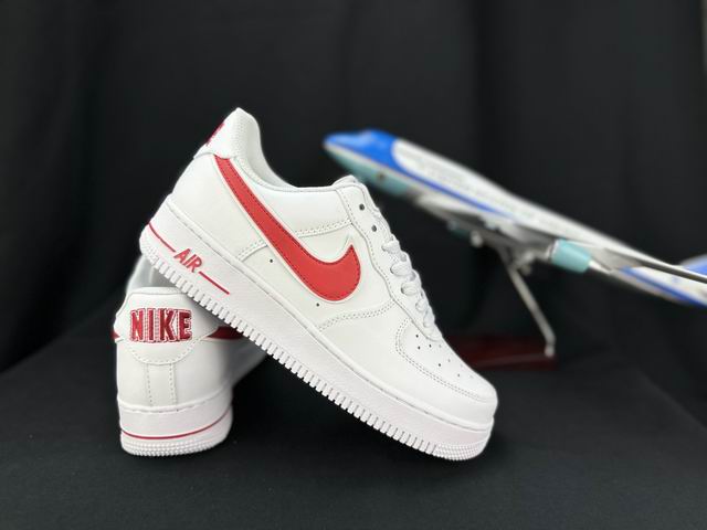 Cheap Nike Air Force 1 White Red Double Swoosh Shoes Men and Women-10